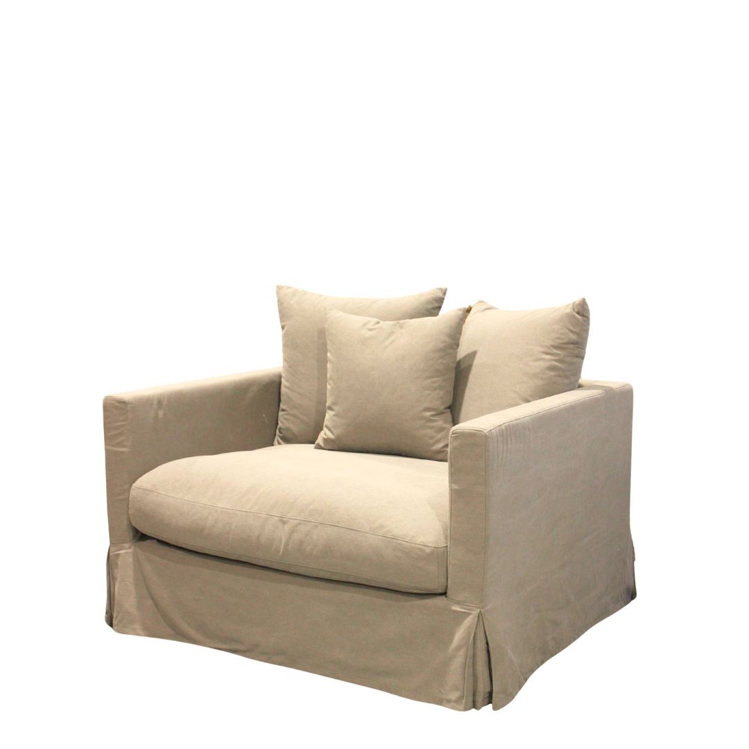 LUXE SOFA 1 SEATER SAND SLIP COVER image 1
